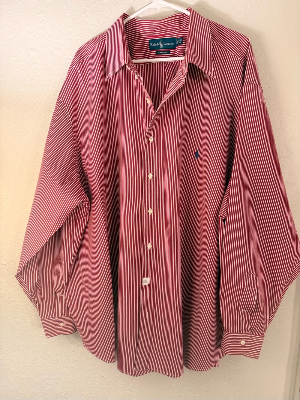 Ralph Lauren Classic Fit Men’s 4XB Big Red and White Striped Button-Down Shirt